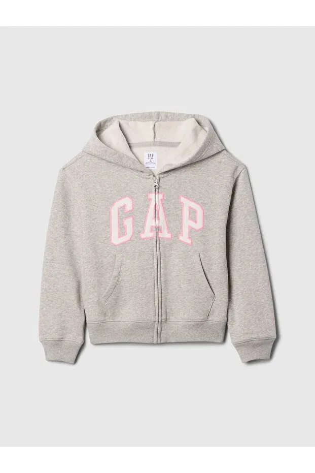 Детские свитшот с принтом для девочек Heritage Zip-Up Gap, Gray-000