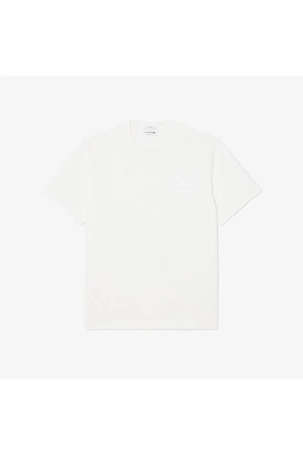 Футболка Lacoste Embossed branding jersey t-shirt, Белая — фото 4