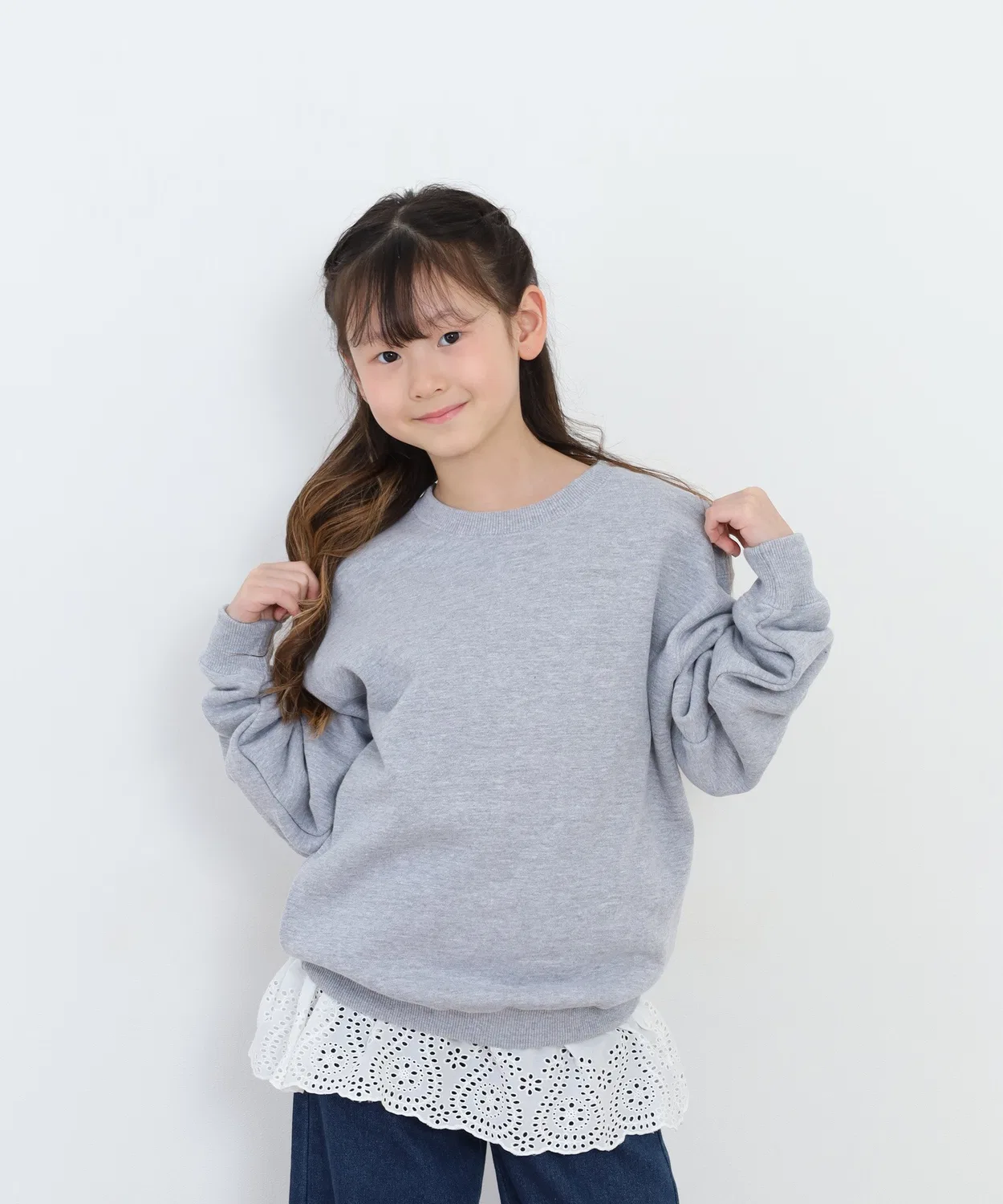 Детский свитшот с длинным рукавомCROSS & STITCH, Heather Grey
