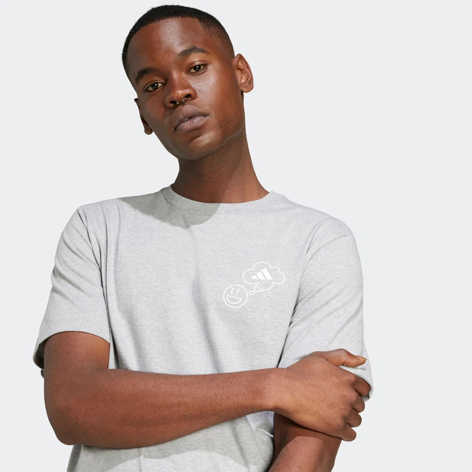 Детская футболка свободного кроя с графическим принтом Adidas Sportswear, Medium Grey Heather — фото 4