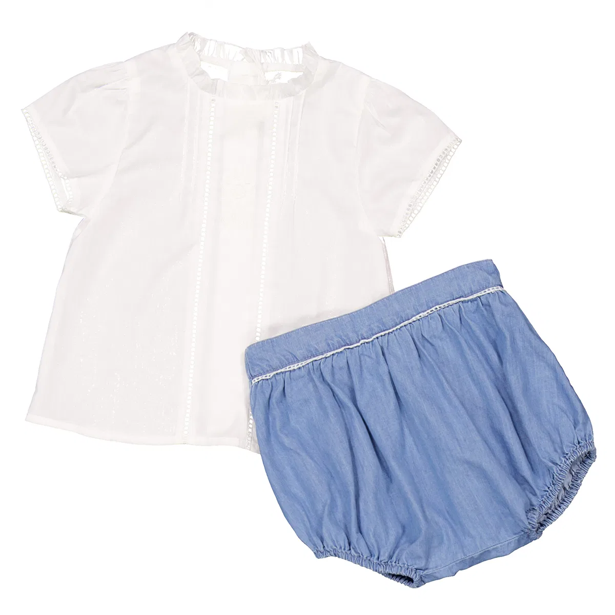 Комплект для младенца с рюшами из хлопка Chloé, White Blue — фото 4