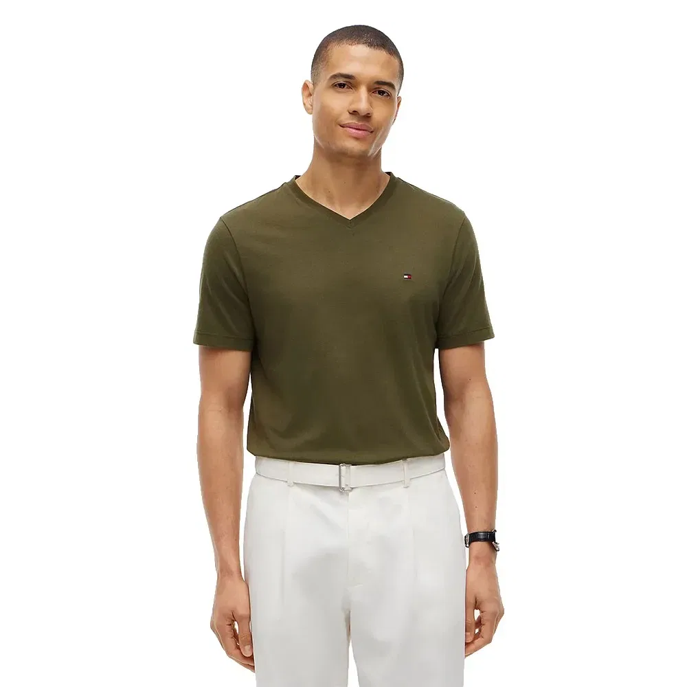 Мужская футболка с V-образным вырезом Essential Tommy hilfiger, Green