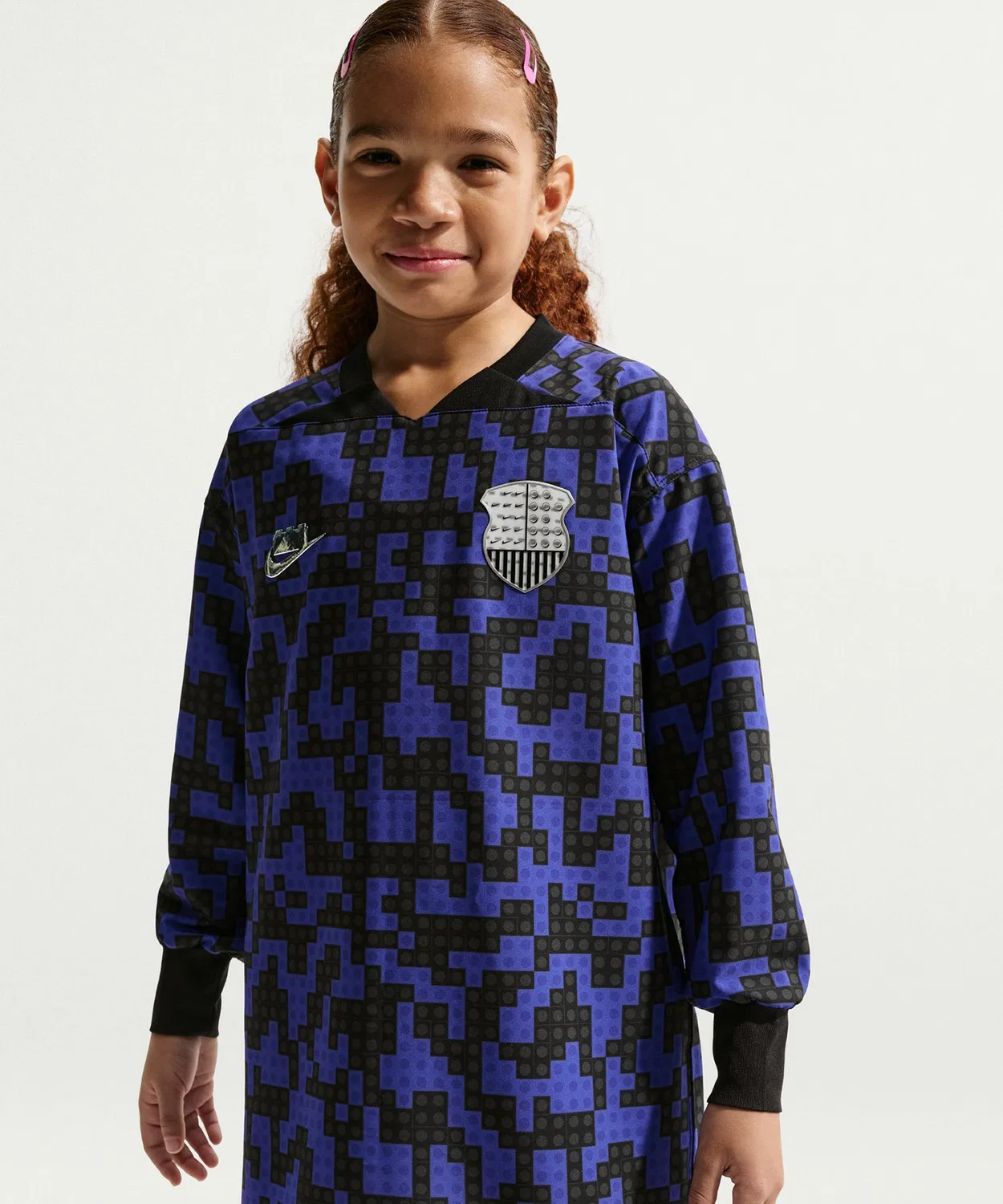 Atmos pink Детское платье-футболка из джерси с принтом Nike x LEGO, Black — фото 2