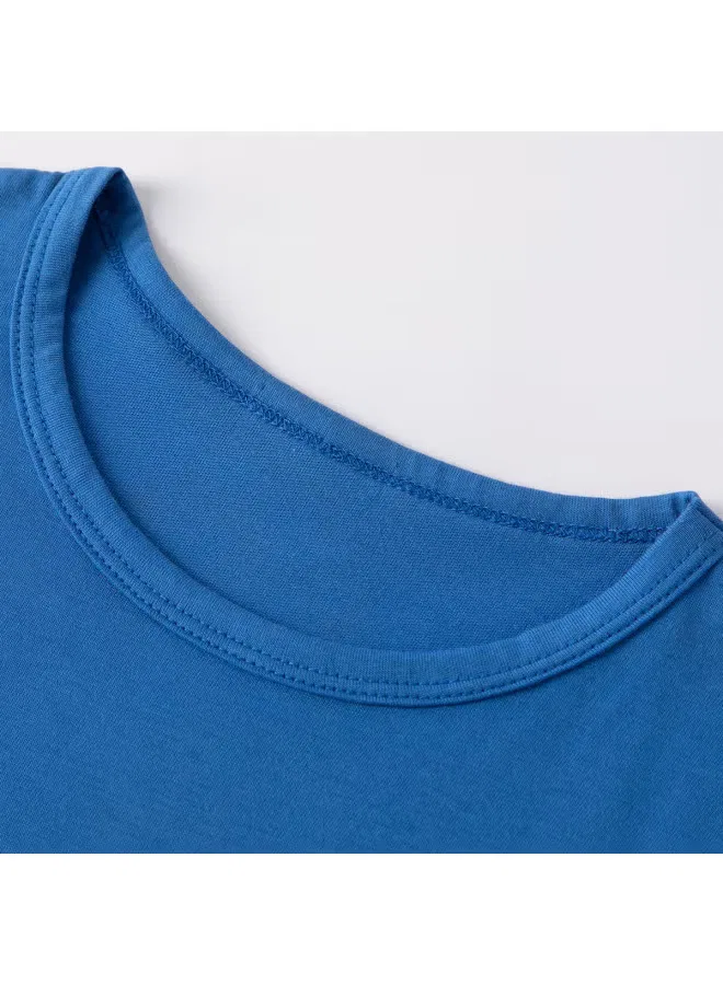Футболка с принтом хлопковая для мальчика Jeanswest, синяя — фото 4