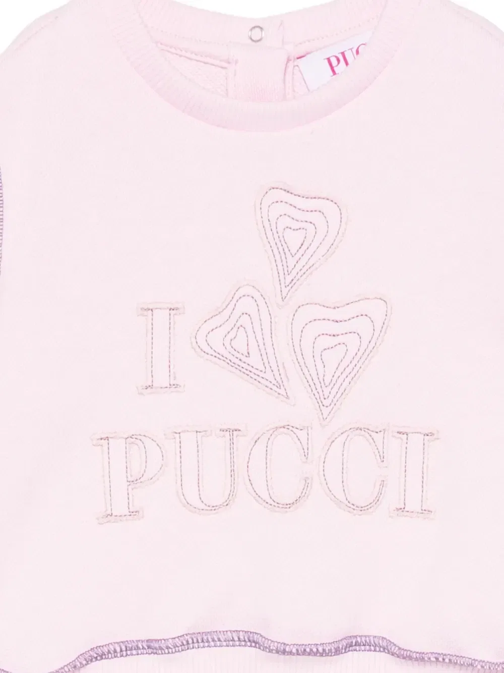 Свитшот с вышитым логотипом и контрастной строчкой Pucci Junior, розовый — фото 3