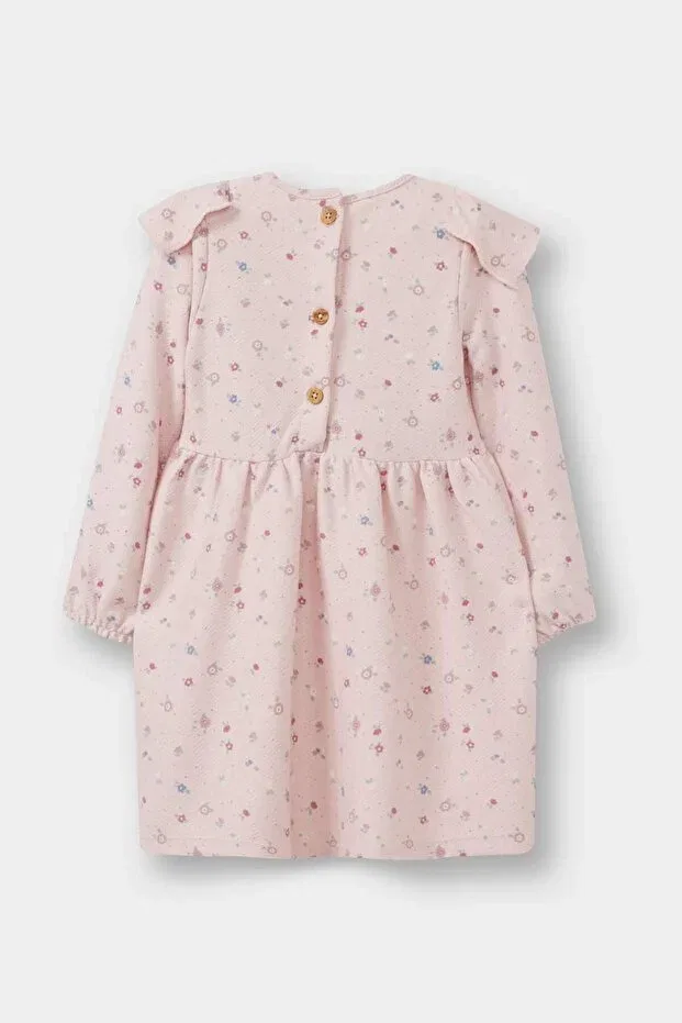 Детское платье для девочек с принтом Floral Long-Sleeved Dress Baby Girl f4581a525au Defacto, Pink-Pn38 — фото 3