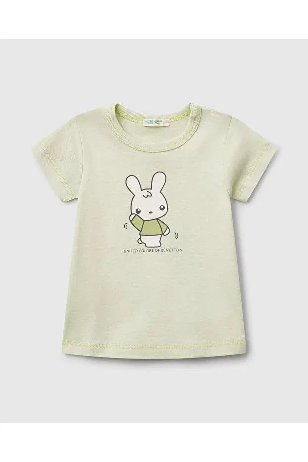 Детская футболка с принтом Baby Water Green Rabbit United Colors Of Benetton, Water Green