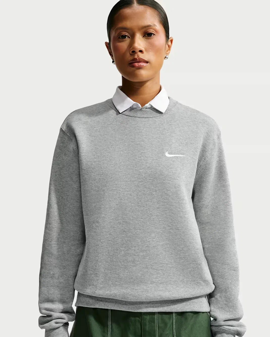 Women's Crew Nike Studio Fleece Medium Weight, Dark Grey Heather/Sail