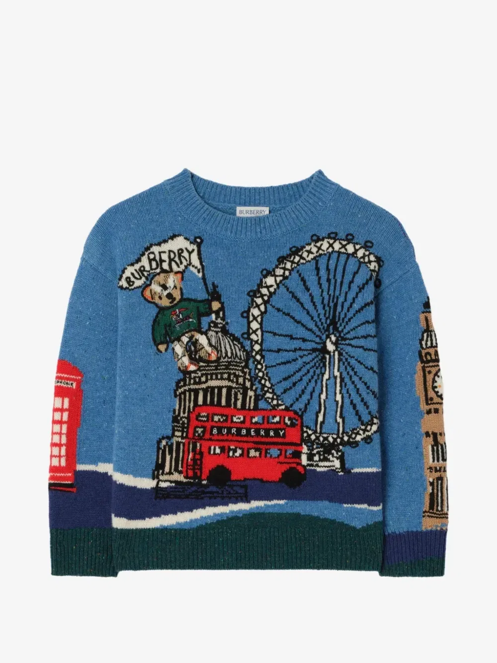 Свитер London Bear вязки интарсия BURBERRY KIDS, синий