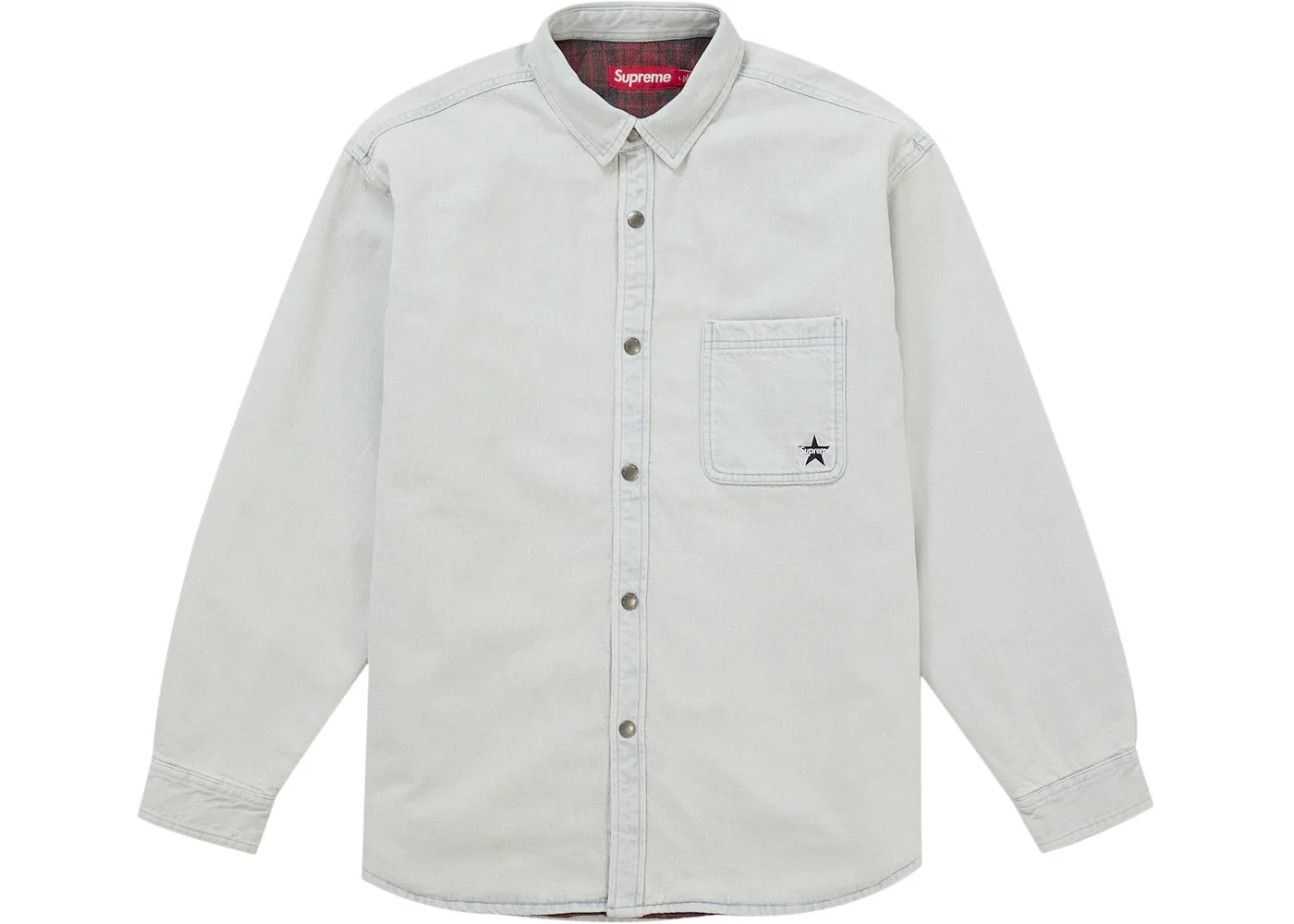 Мужская рубашка из денима с подкладкой и стежкой Supreme Shirt, White