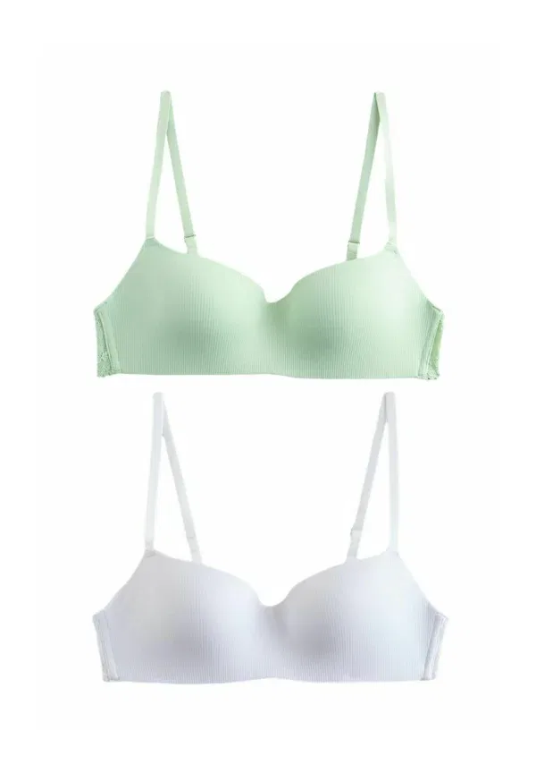 Комплект из 2 бюстгальтеров бесшовных Regular fit Next Green White, белый/зеленый