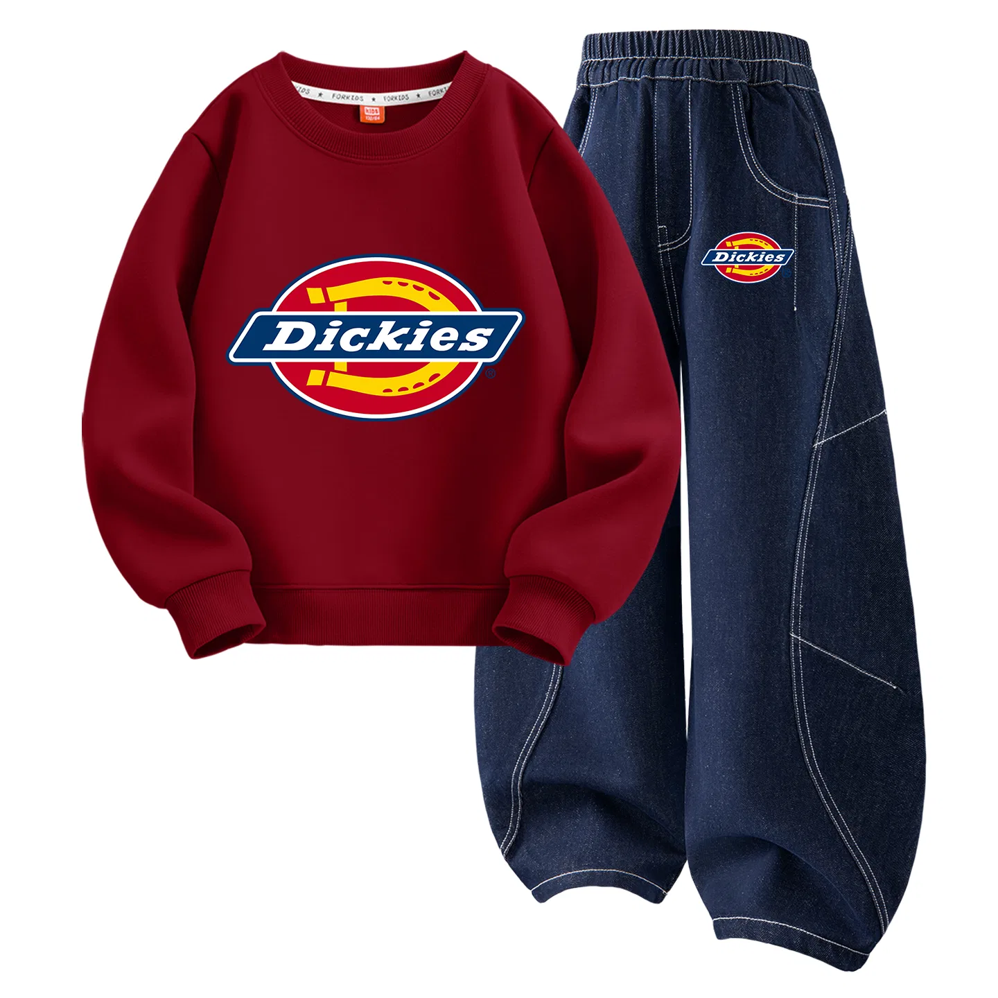 Детский комплект из футера с принтом Dickies, Burgundy/Silicone Standard K Denim Dark Blue