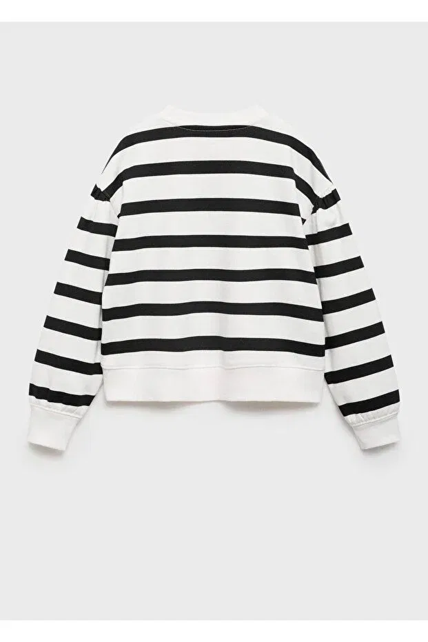 Детские свитшот для девочек полосатый Mango Kids, Off White — фото 4
