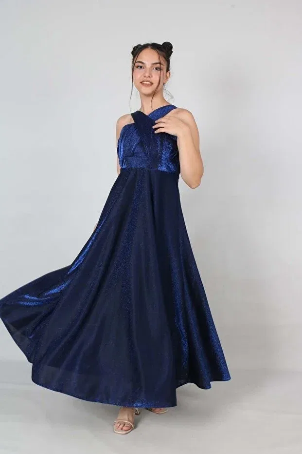Детское платье для девочек без рукавов Asortix, Navy Blue — фото 4