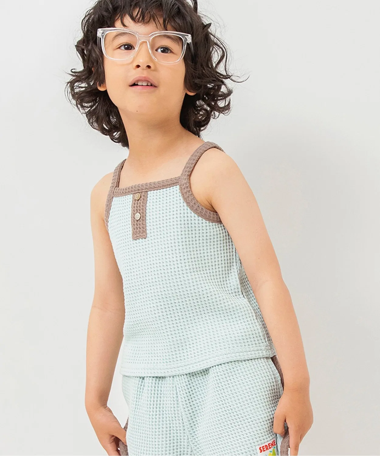Детская майка-борцовка без рукавов, модель Waffle Camisole BREEZE, Sax Blue