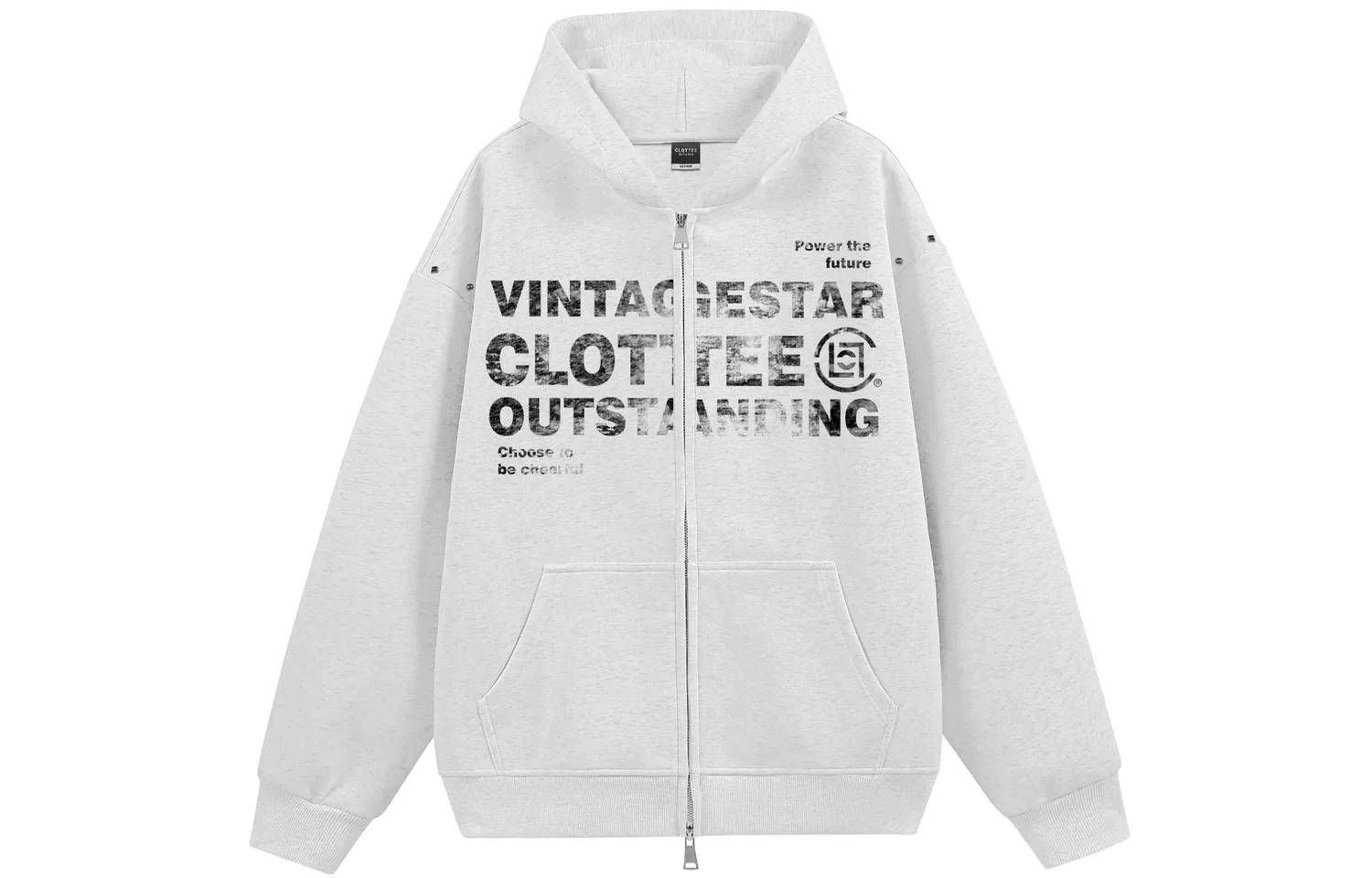 Детский худи с капюшоном, средней посадки CLOT, White Heather Gray