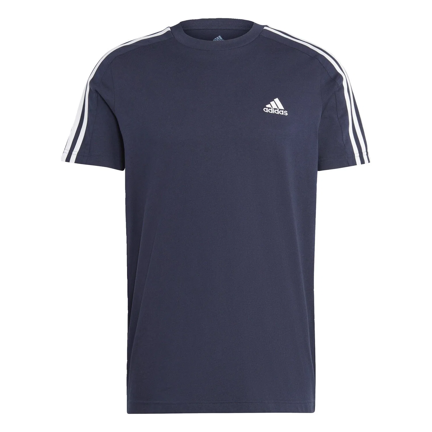 Мужская футболка с длинным рукавом Essentials Single Jersey 3-Streifen T-Shirt Adidas, Navyblau Weiss Blau — фото 2