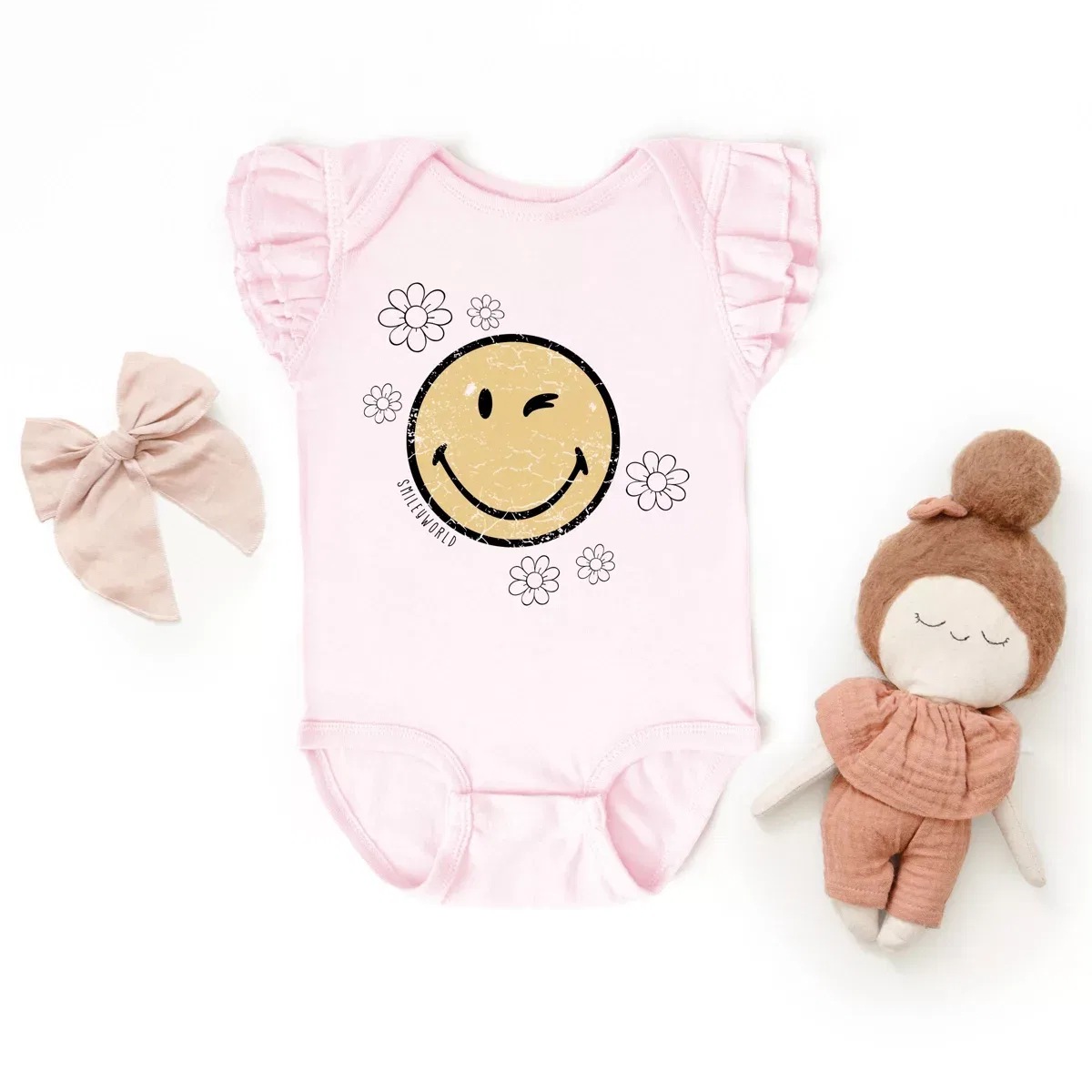 Детское боди для девочек с принтом SmileyWorld Flower Outline The Juniper Shop, Ballerina — фото 2