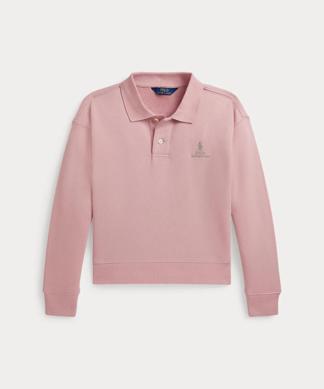 Детский свитшот-поло с длинным рукавом с вышивкой, Polo by Ralph Lauren POLO RALPH LAUREN CHILDRENSWEAR, Pink