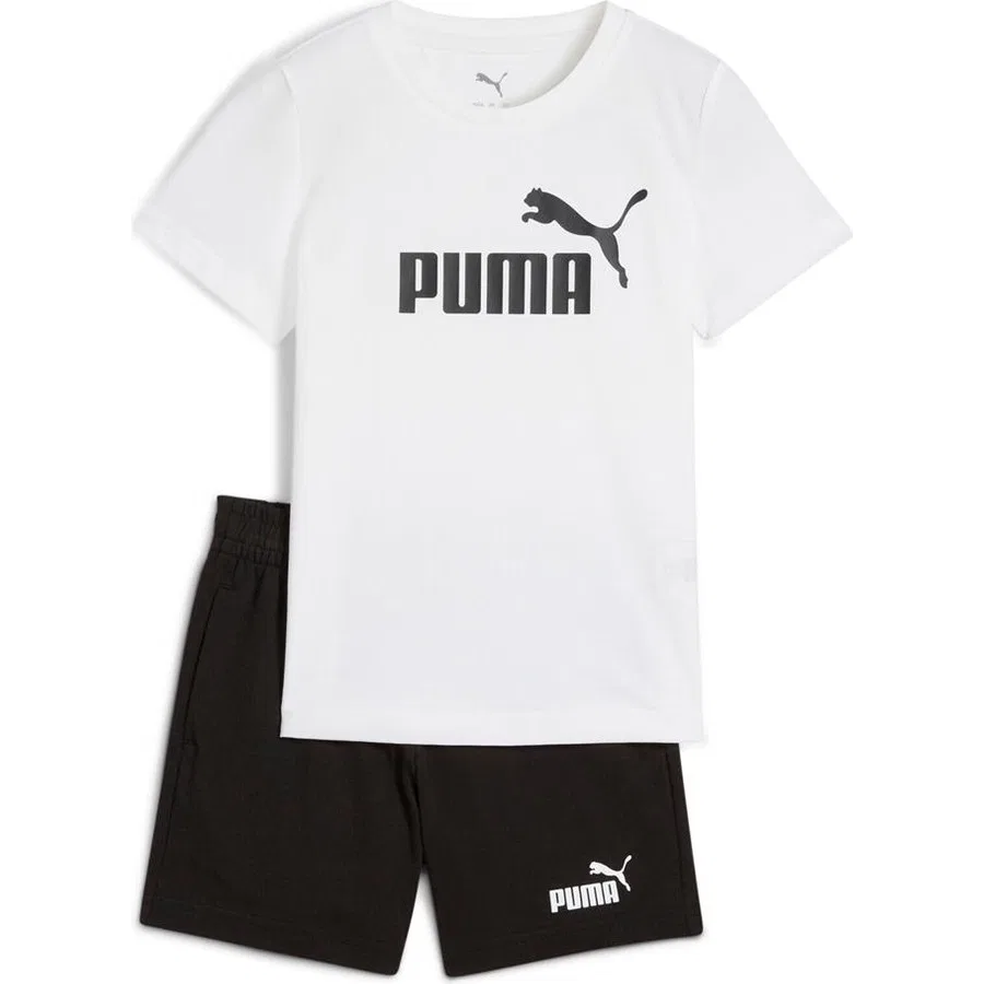 Детский спортивный комплект из футболки и шорт Ess T-Shirt Şort Puma, Бело-черный
