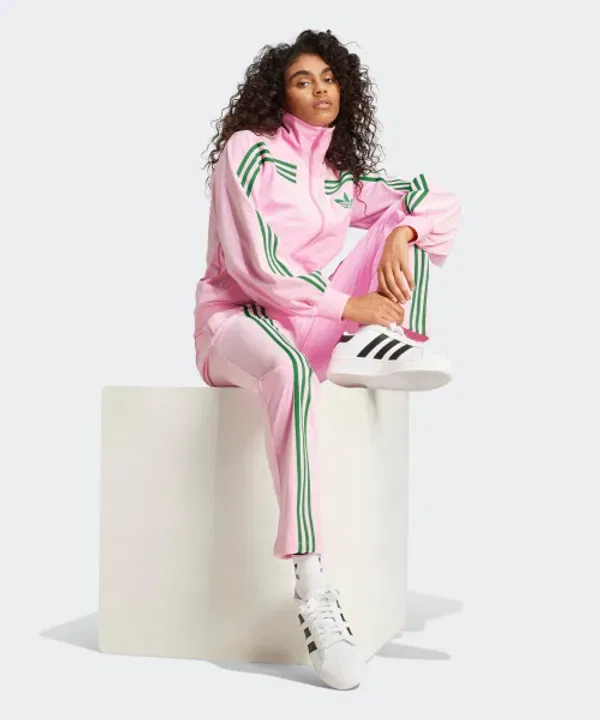 Тренировочные брюки из велюра 70S, Adidas, розовый, зеленый — фото 3