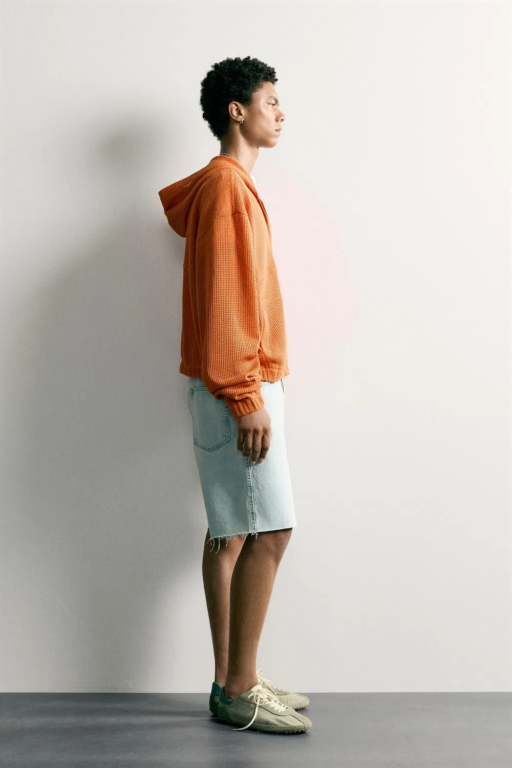 Рубашка свободного кроя из ажурной вязки ZARA, Orange — фото 4