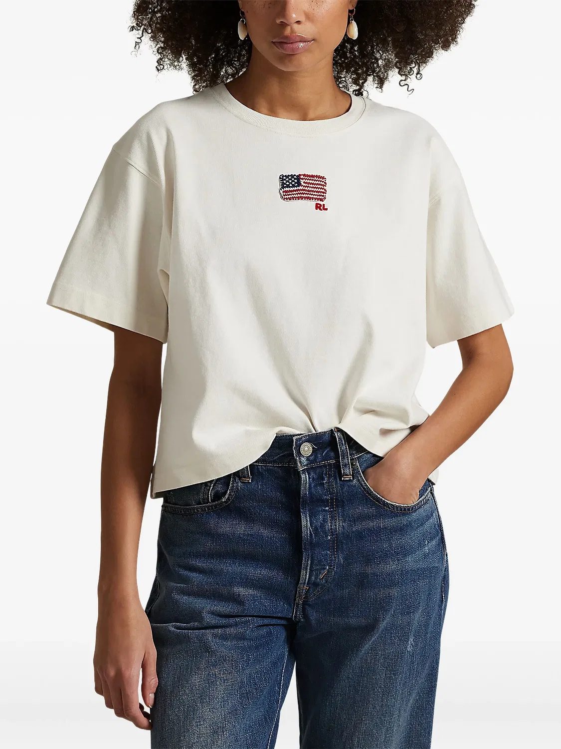 Футболка с вышивкой Polo Ralph Lauren, белый — фото 3
