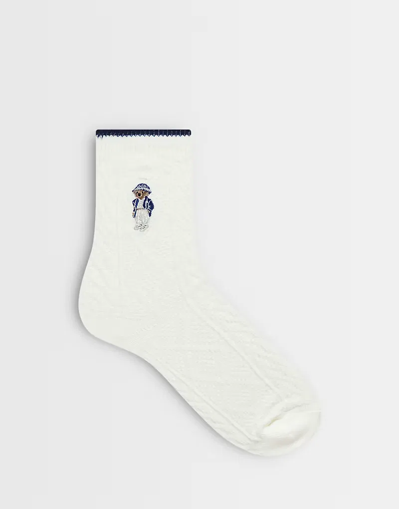 Носки Polo Ralph Lauren с логотипом медведя, экрю