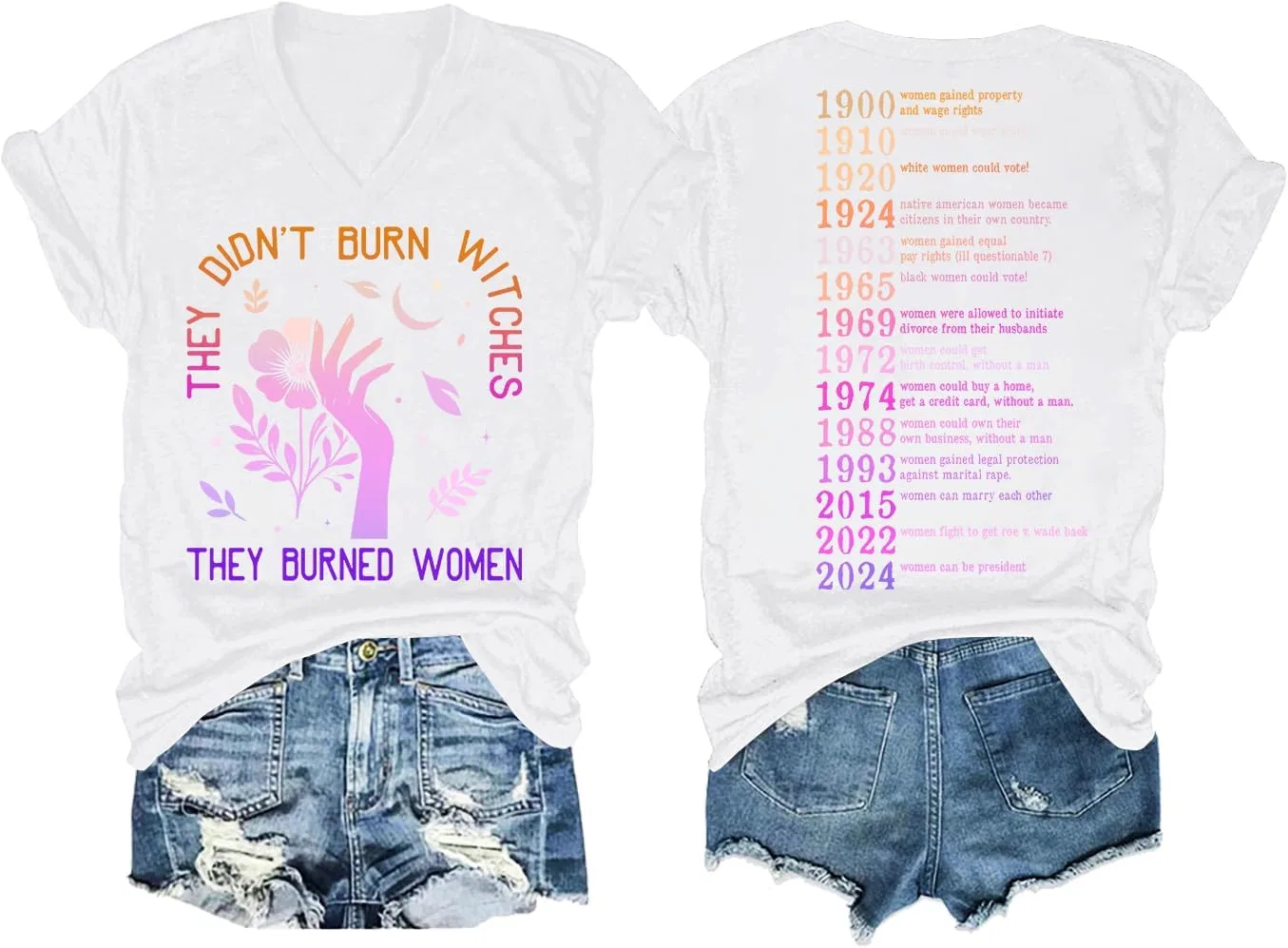 Футболка с историческим принтом, They Didn't Burn Witches They Burned Women, White