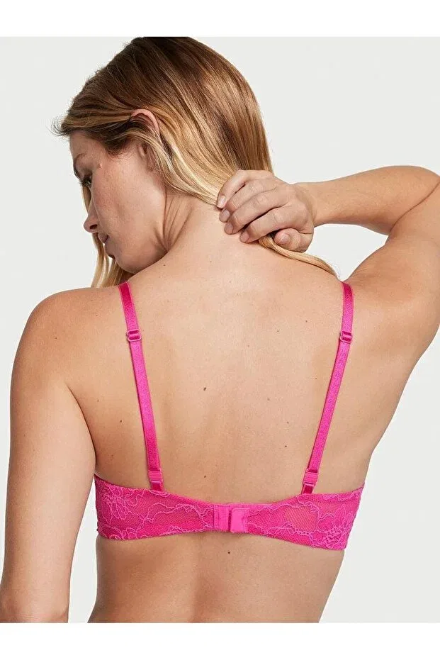 Женский бюстгальтер кружевной Shimmering Cross Strap Lace Push-Up Bra Victoria'S Secret, Hot Pink — фото 3