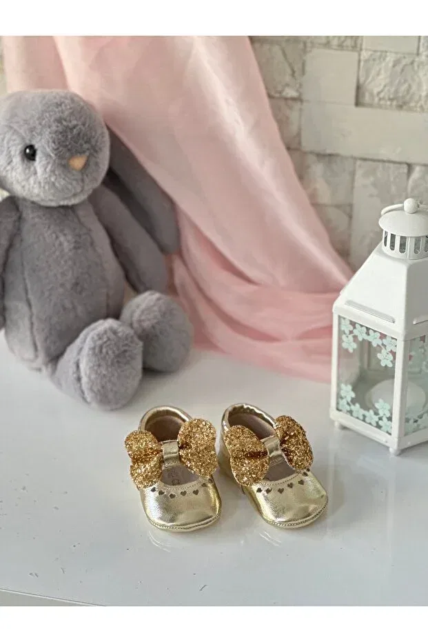 Детские мокасины из натуральной кожи Gold Shine Genuine Leather Baby Moccasin Li Puna, Gold — фото 3