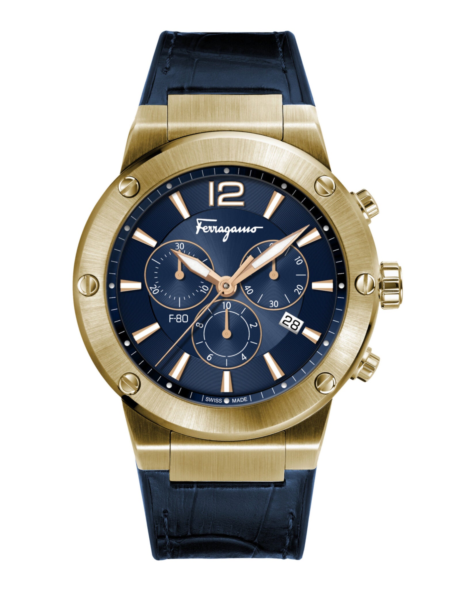 

Кожаные часы Chrono Salvatore Ferragamo, синий/золотой/синий