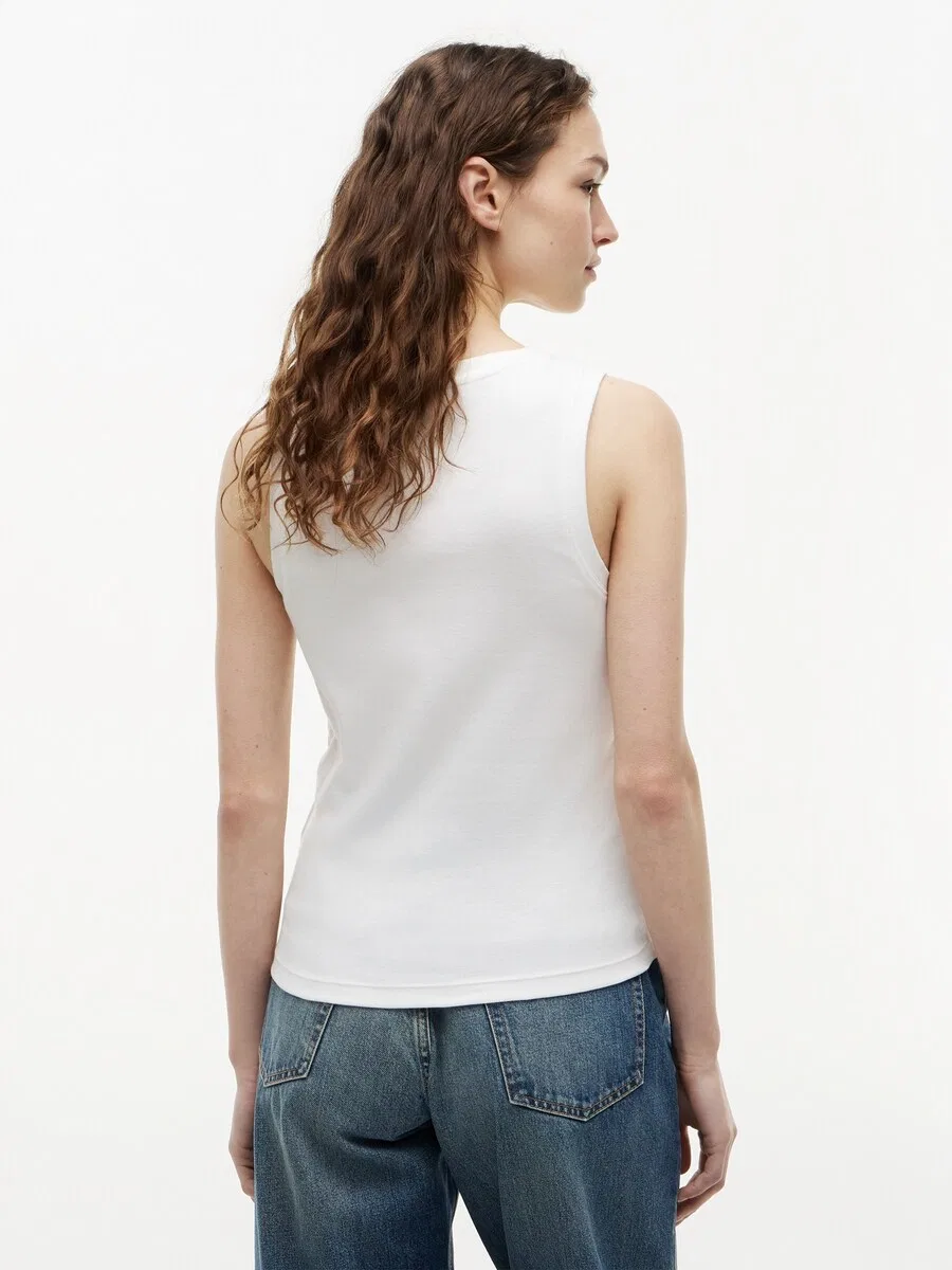 Топ TOMMY HILFIGER 'Stripe Slim Tank' белого цвета — фото 3