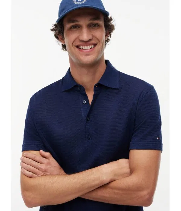 Мужское поло из льна Tommy Hilfiger, Blu Marino — фото 4