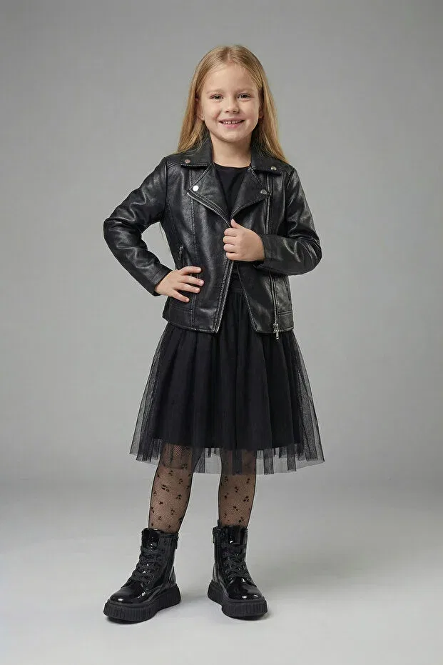 Детские ботинки для девочек на шнуровке Lilly Kids A More, Black — фото 4