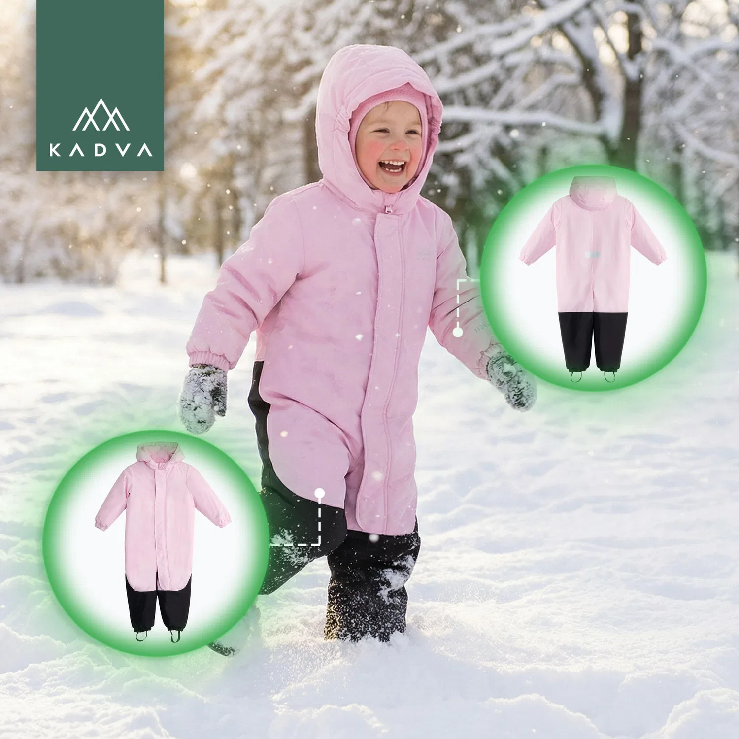 Детский зимний комбинезон для девочек Kiko Jrg Kadva, Rosa — фото 3