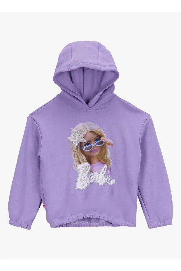 Детское худи для девочек с принтом Barbie, Lilac
