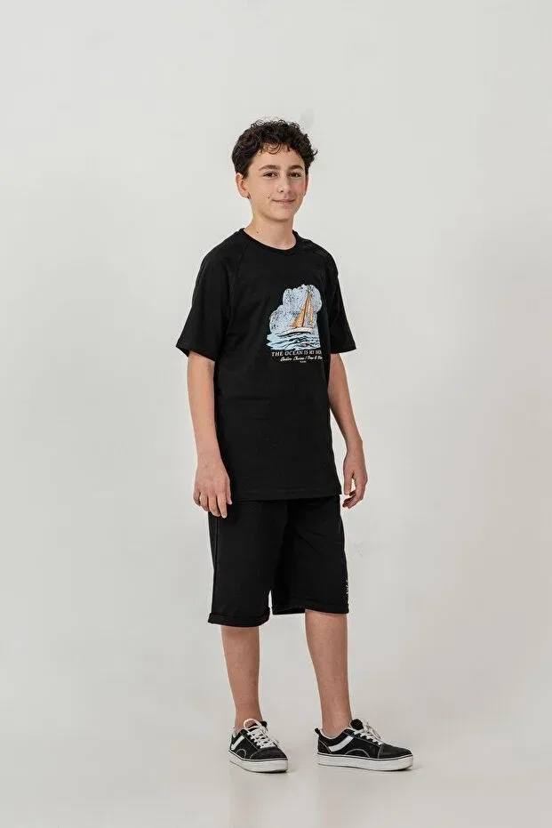 Детский комплект для мальчиков с принтом Mışıl Kids, Black — фото 2