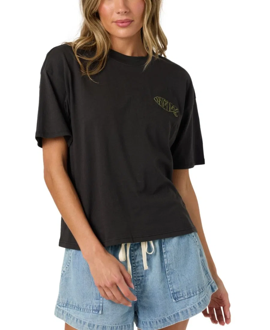 Футболка с принтом Board Graphic, модель Women's Board Graphic Crewneck T-Shirt O'Neill, Black — фото 4