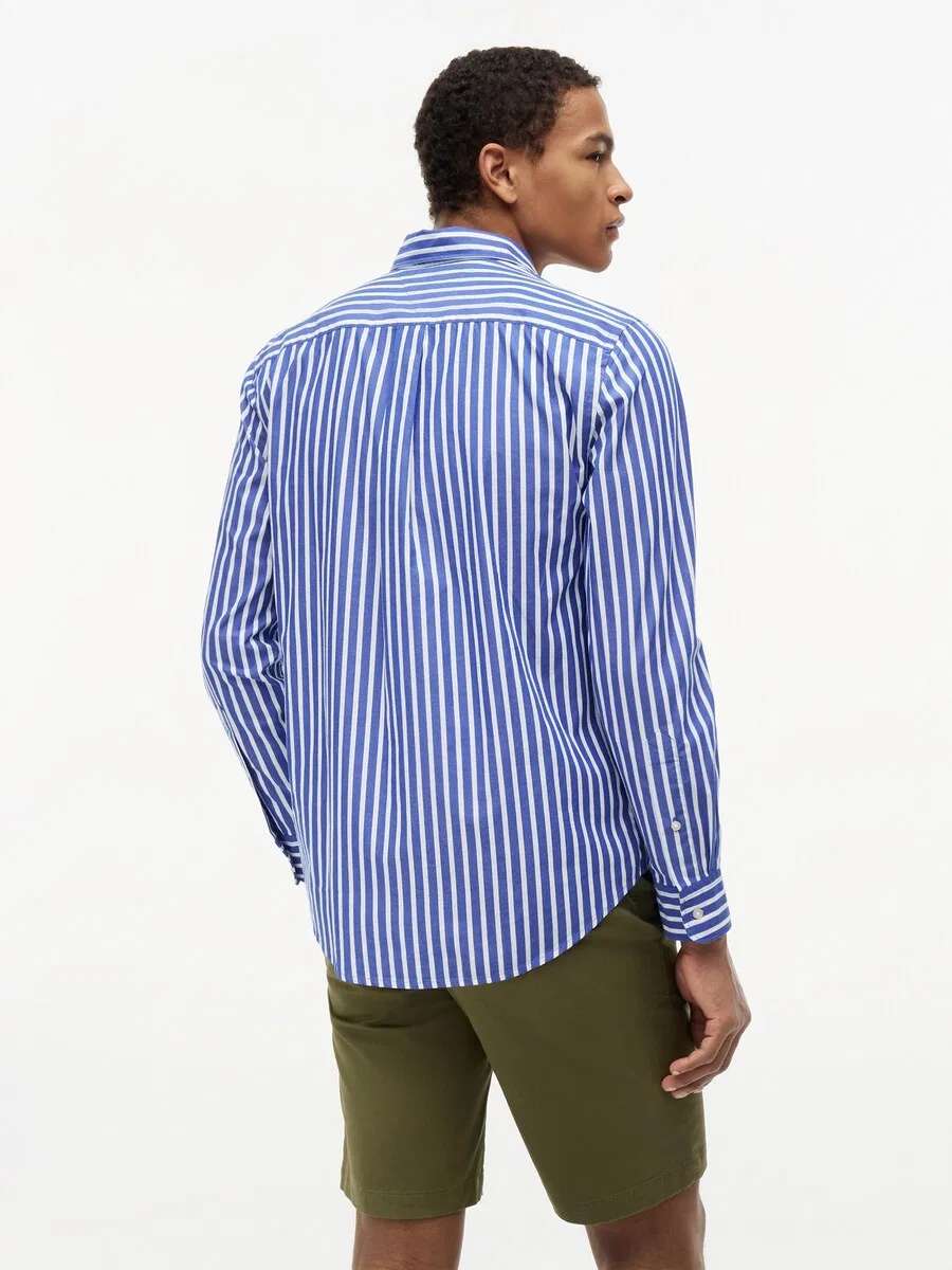 Рубашка на пуговицах TOMMY HILFIGER прямого кроя, цвет «Regular Fit Flex Stripe», синяя — фото 4