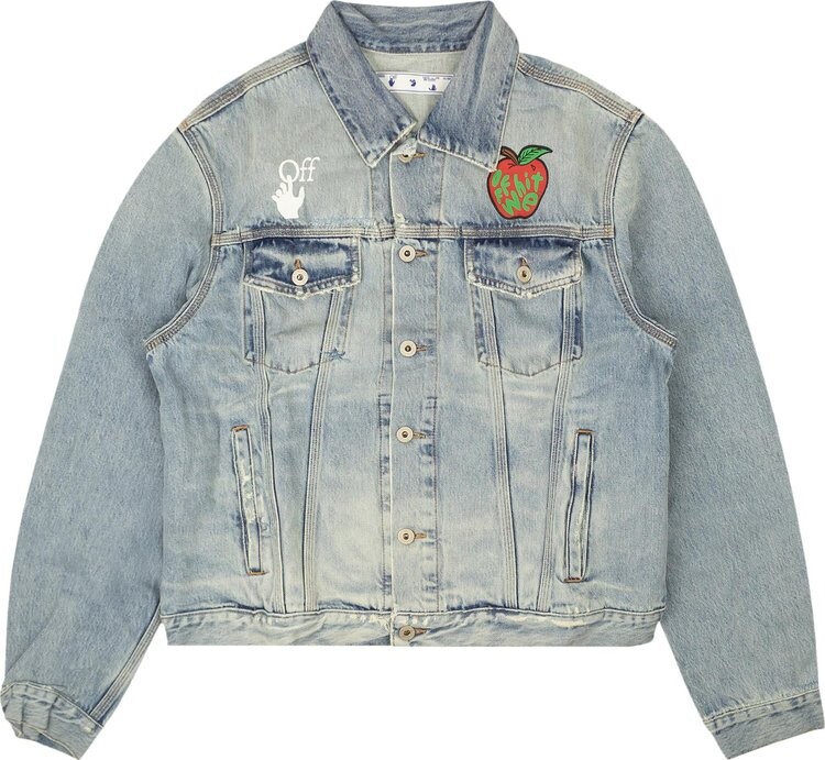 

Куртка Off-White Apple Slim Denim Jacket 'Medium Blue/Red', синий