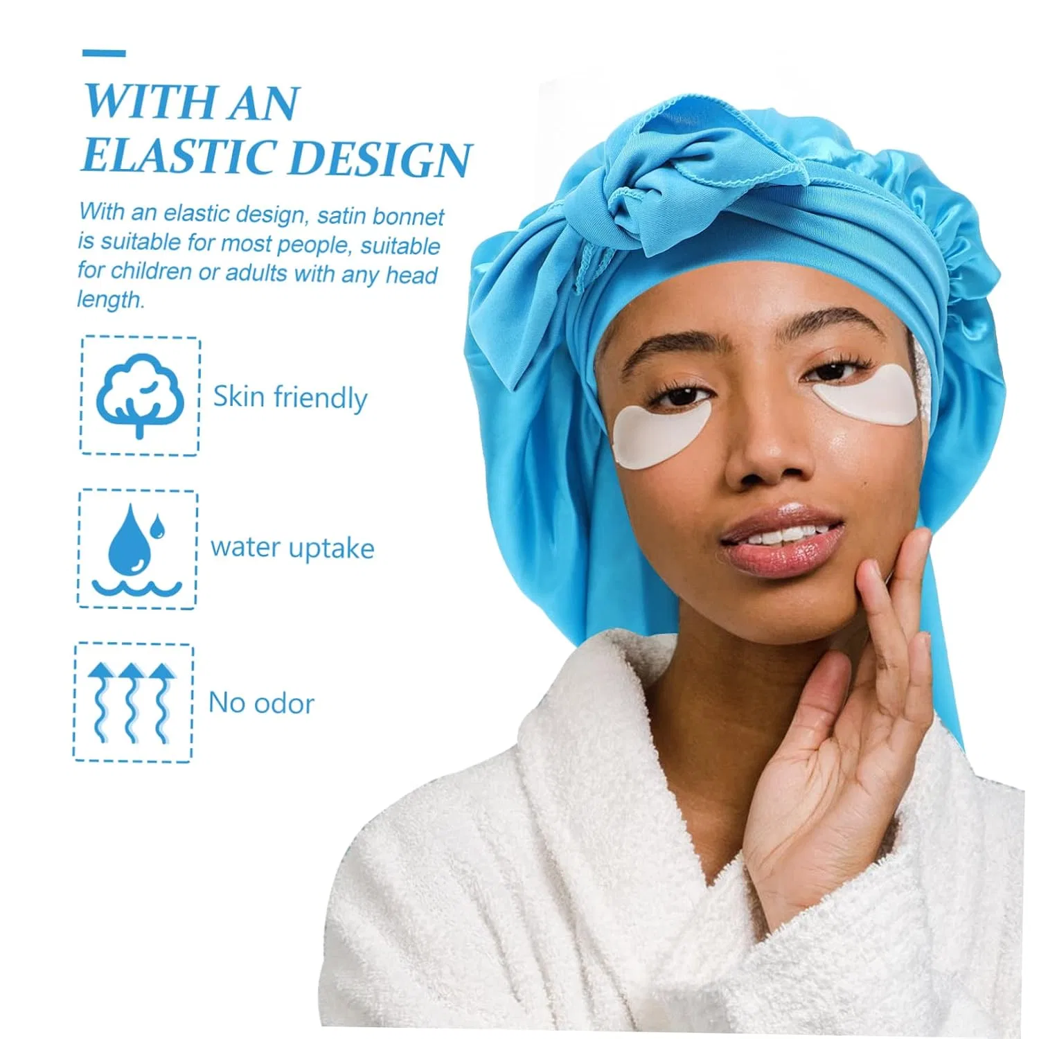 Набор шапочек для душа Satin, Healvian, 5 шт, 58 x 27 см, Sky Blue — фото 3