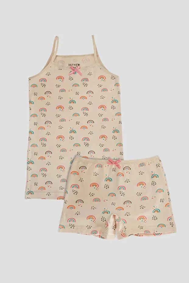 Детский комплект нижнего белья для девочек хлопковый rainbow patterned Defne Baby, Colored