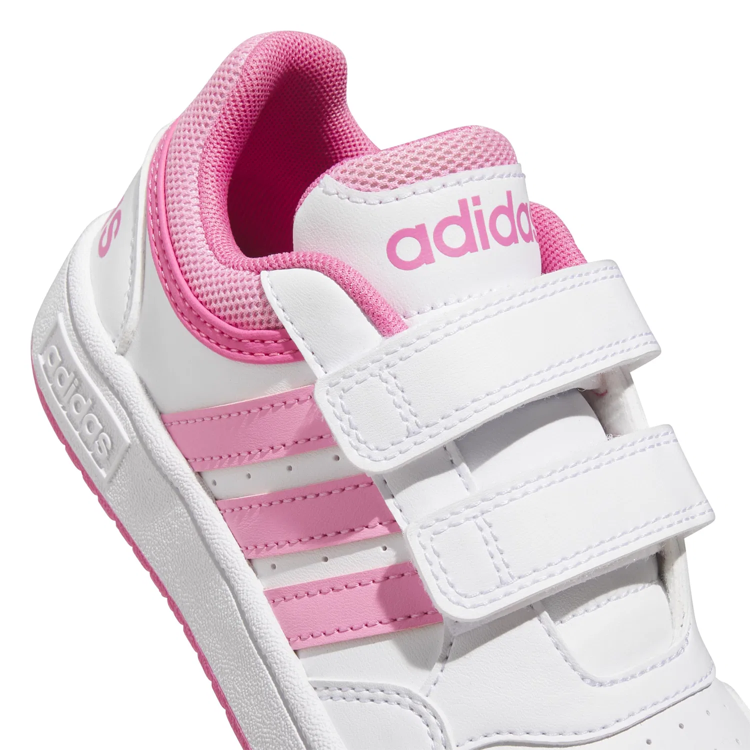 Детские кроссовки с принтом Hoops Lifestyle Basketball Hook-and-loop Adidas, Ftwr White Bliss Pink Pulse Magenta — фото 4