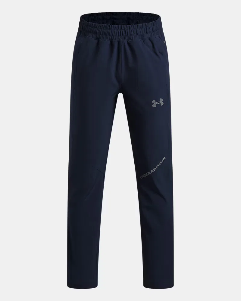 Брюки детские водоотталкивающие, длина по внутреннему шву 63,5 см, UA Tech Hybrid Woven UnderArmour, Academy/Reflective