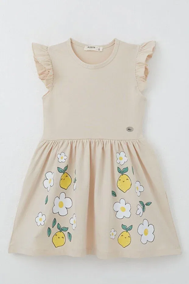 Детское платье для девочек с принтом liyakat children's dress Breeze, Beige — фото 4