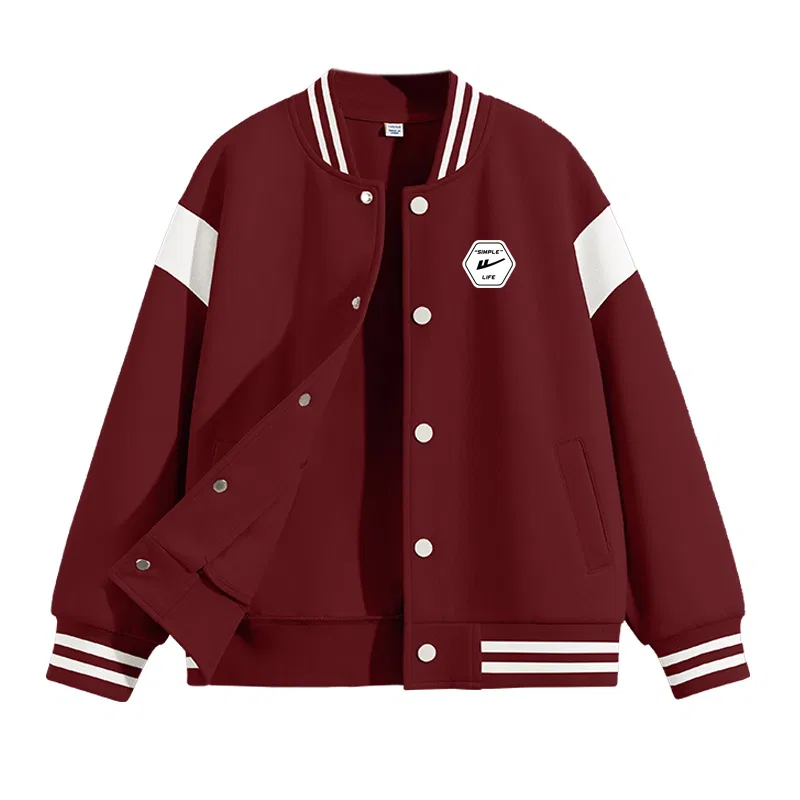 Детская бейсбольная куртка на молнии WARRIOR, Cherry Red/H Hexagon Black Text K
