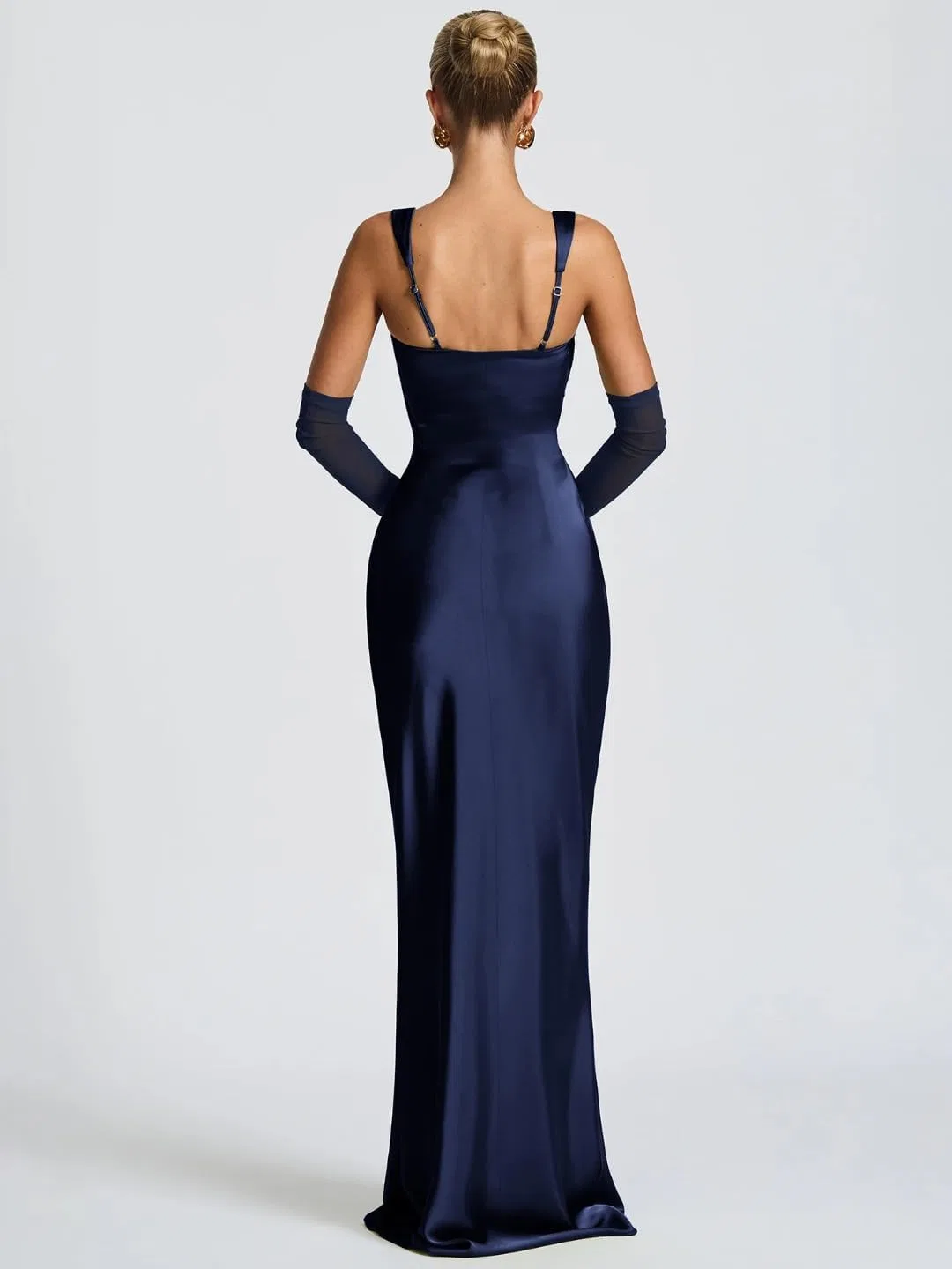 Женское вечернее платье с V-образным вырезом Patchwork, Navy Blue — фото 4