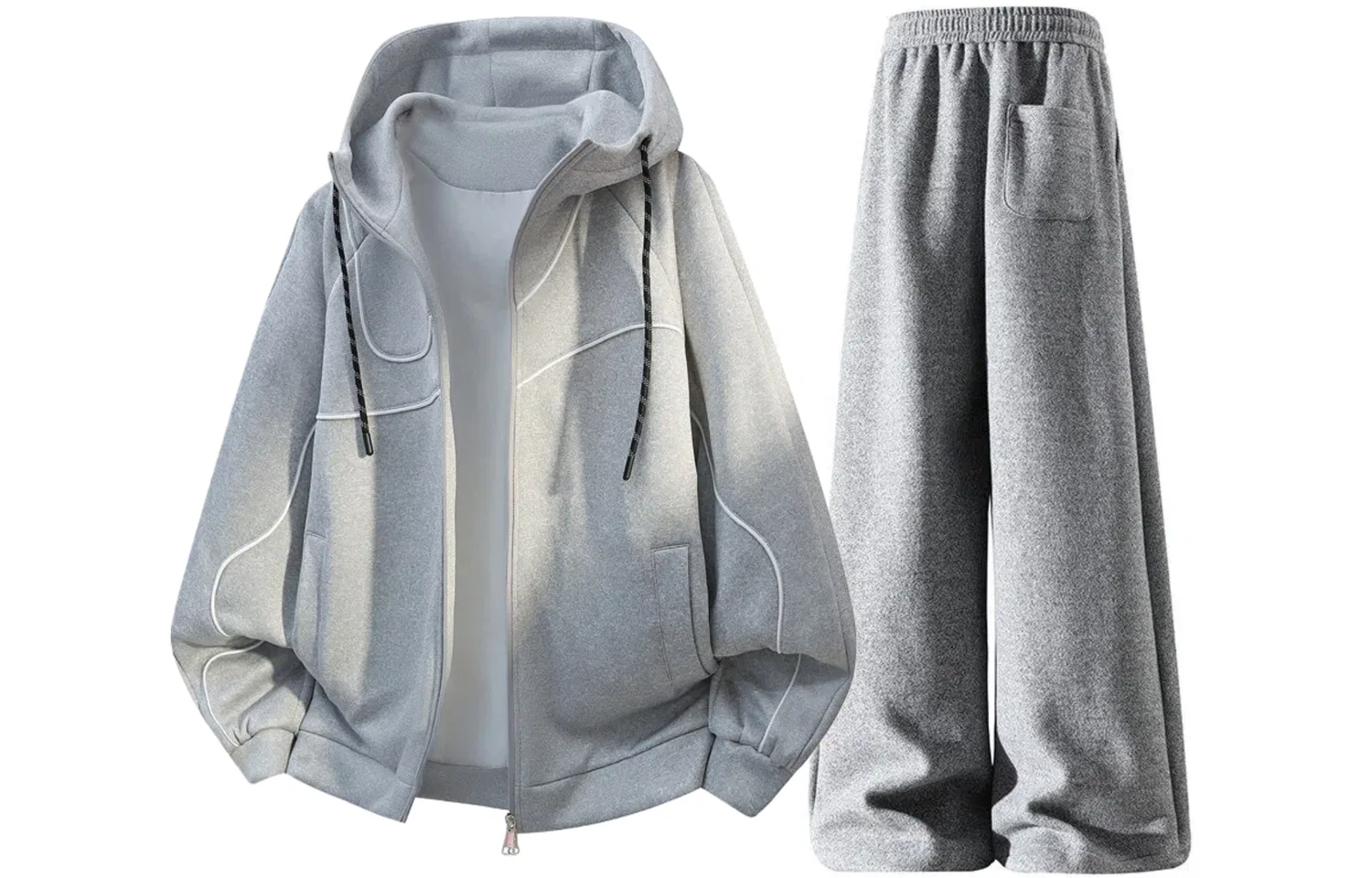 Детский комплект толстовки с капюшоном утепленный Gray Top+Gray Pants GWAF, Серый