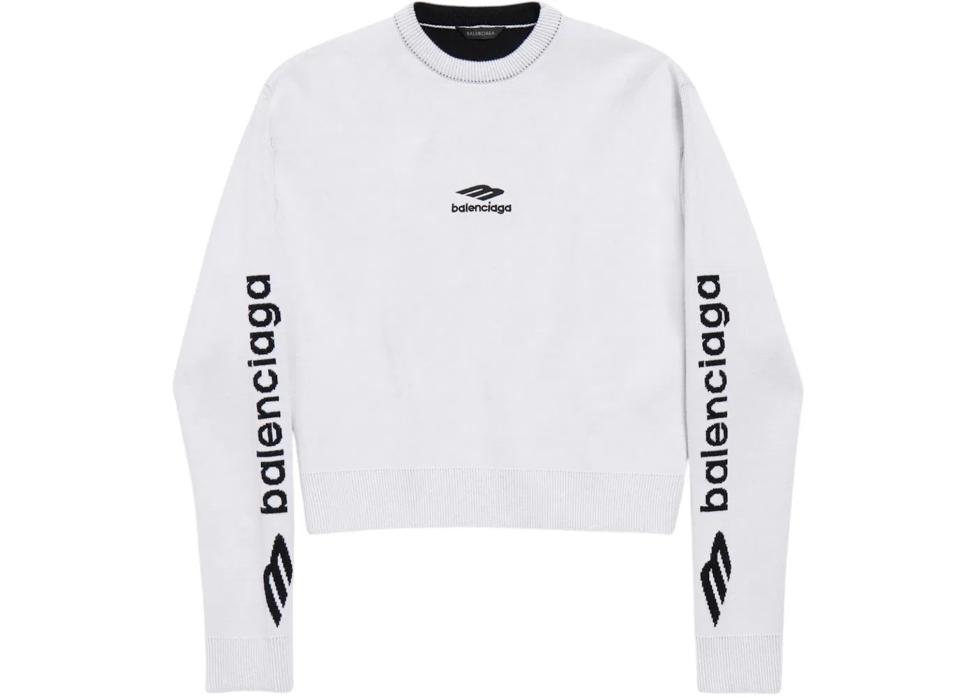 Женский свитшот с капюшоном укороченный 3B Sports Icon Crewneck Balenciaga, White/Black